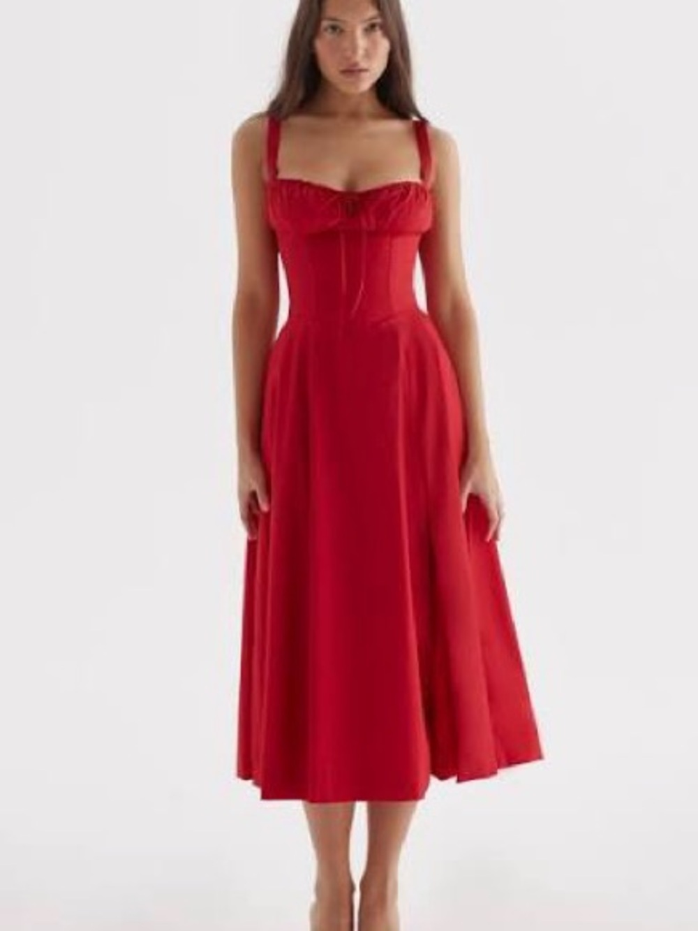 House of CB Red Carmen Midi Dress